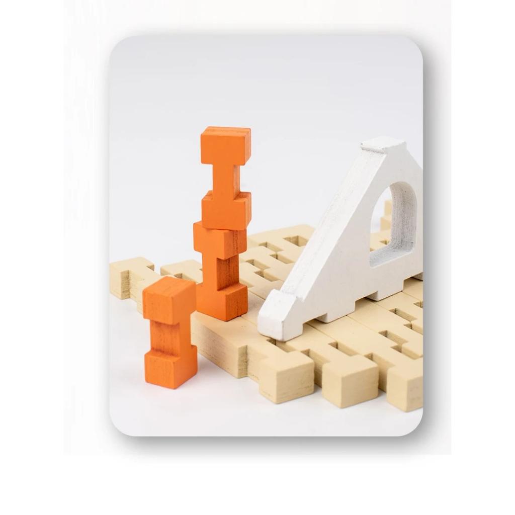 Wooden Building Blocks Set Toddler Natural Wood Block Montessori Learning Toy Stacking Toys Building Blocks Gifts for Kids Age 3