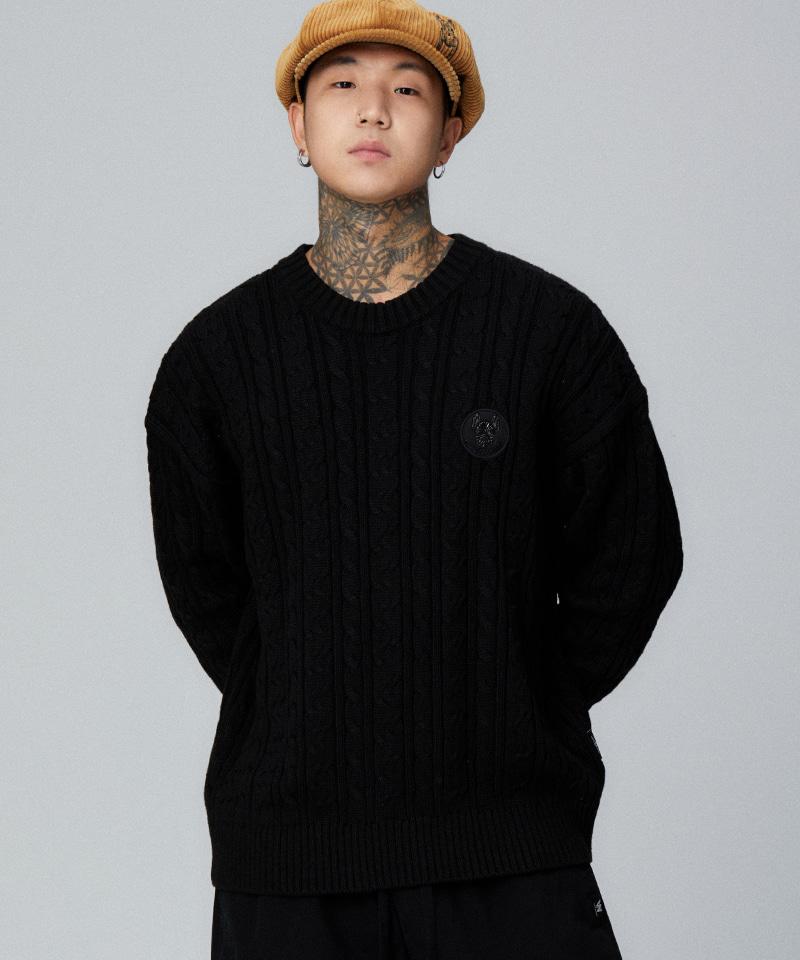 Life Work Cable Crew Neck Knit Offwhite/M