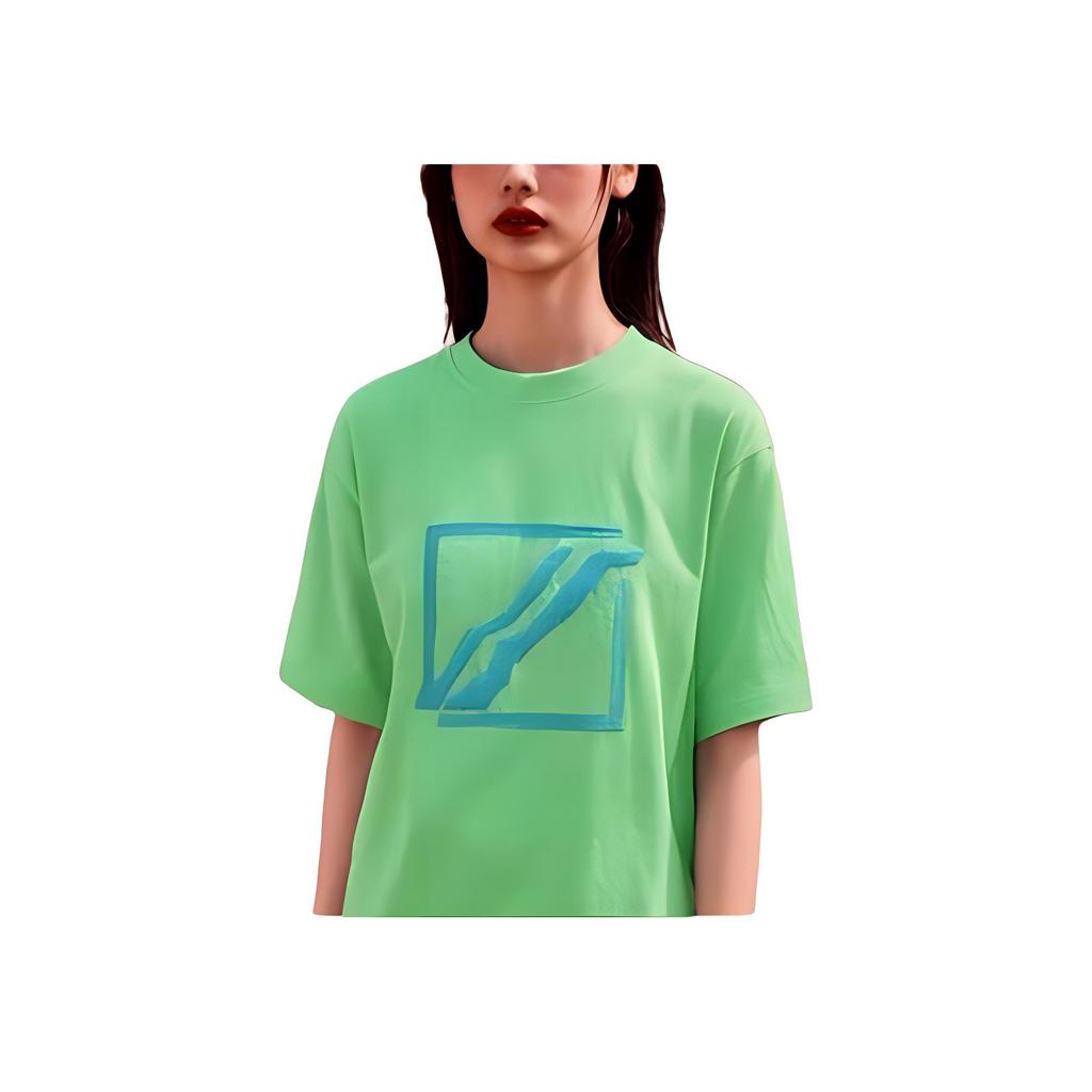 We11done Sequin Square Logo Short Sleeve T-Shirt Women Tops Green WD-TT1-21-545-U