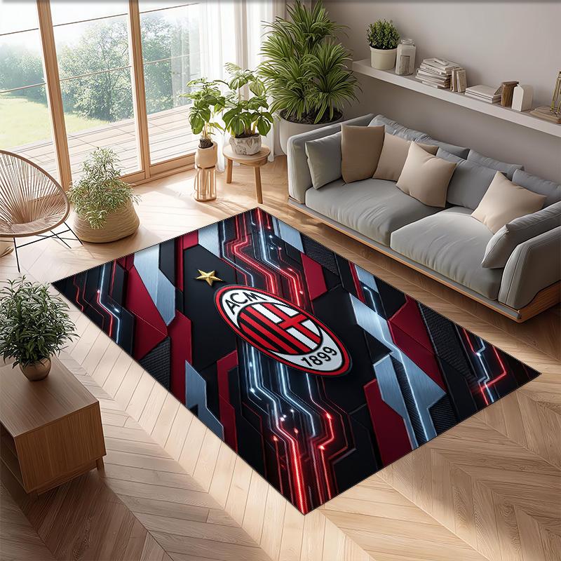 AC Milan Printed Flannel Area Rug Non Slip Soft Polyester Floor Carpet Indoor Decor Mat for Bedroom Living Room Sofa Game Room Home Decoration
