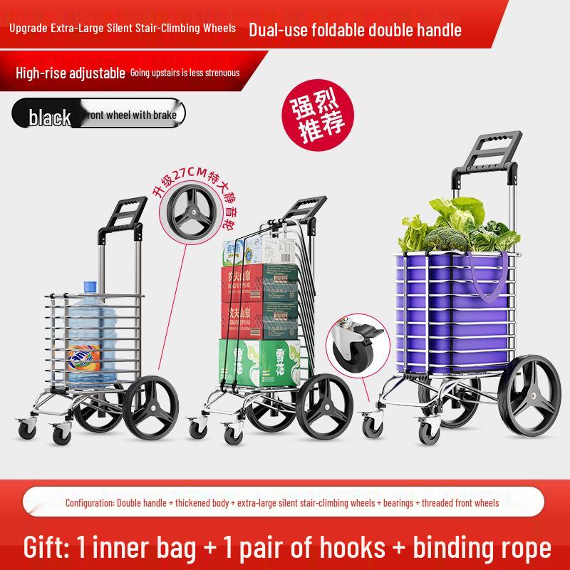 Giantex Folding Stair Climbing Grocery Cart - Lightweight, Portable & Hand-Pulled for Seniors