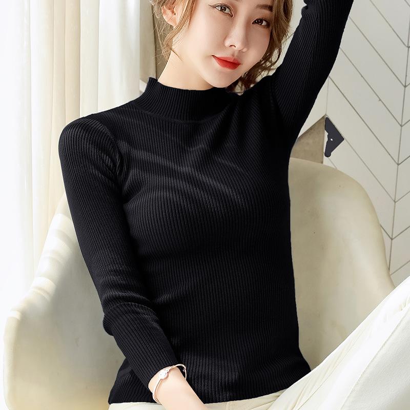 Women Sweater Autumn Winter Korean Style Round Neck Knitwear Pullover Long Sleeve Sweater Women's Slim