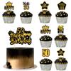1Set 18-60 Year Old Black Gold Cake Topping Happy Birthday Party Supplies Adult Anniversary Birthday Cake Top Accessories Props