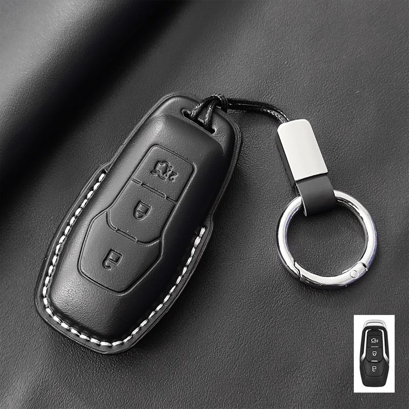 Genuine Leather Car Key Case Cover Fob For Ford Focus 3 4 St Mondeo 5 Mk5 Mustang F-150 Explorer Edge Fiesta Kuga Mk3 4 Durable