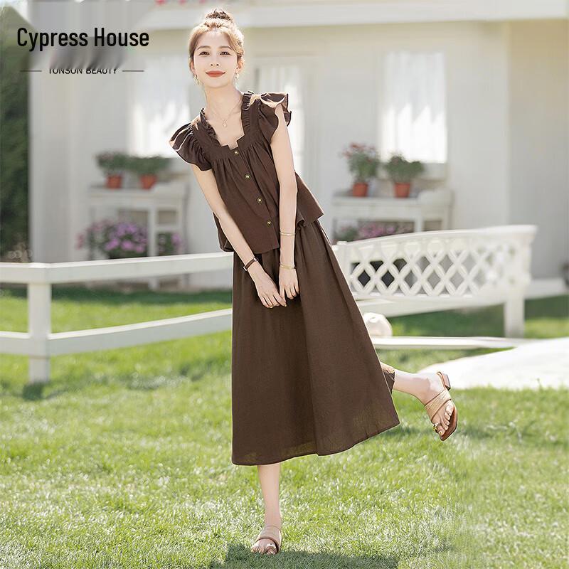 Cypress House Летний милый комплект из двух предметов: топ и юбка 2025 XXL