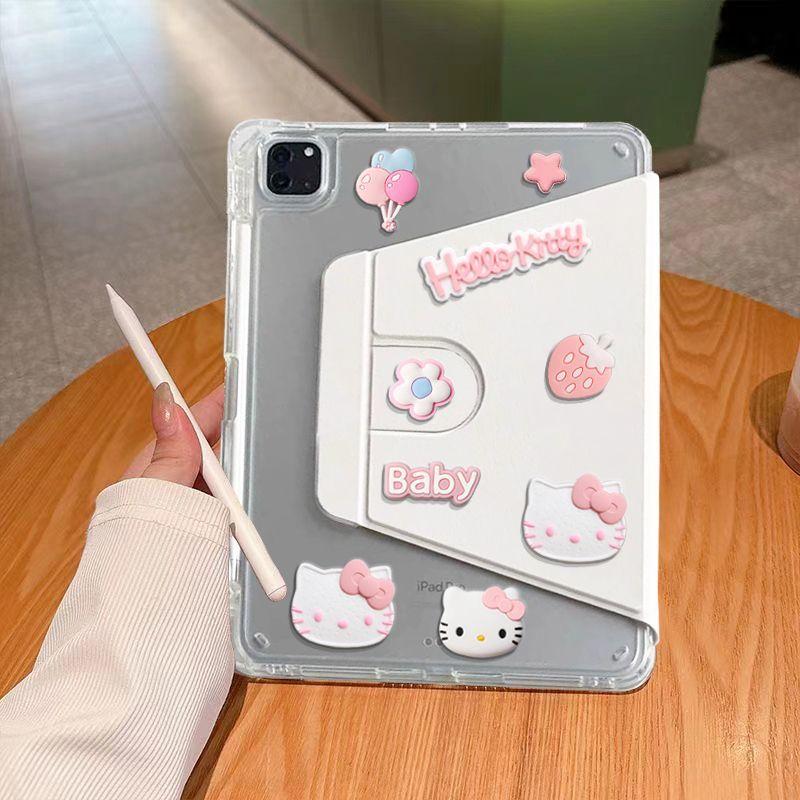 Cute Hello Kitty Smart Case For Xiaomi Pad 7 11.2in Mi Pad 6/6Pro 11inch 5 5 Pro 11inch Acrylic Rotating Stand Cover