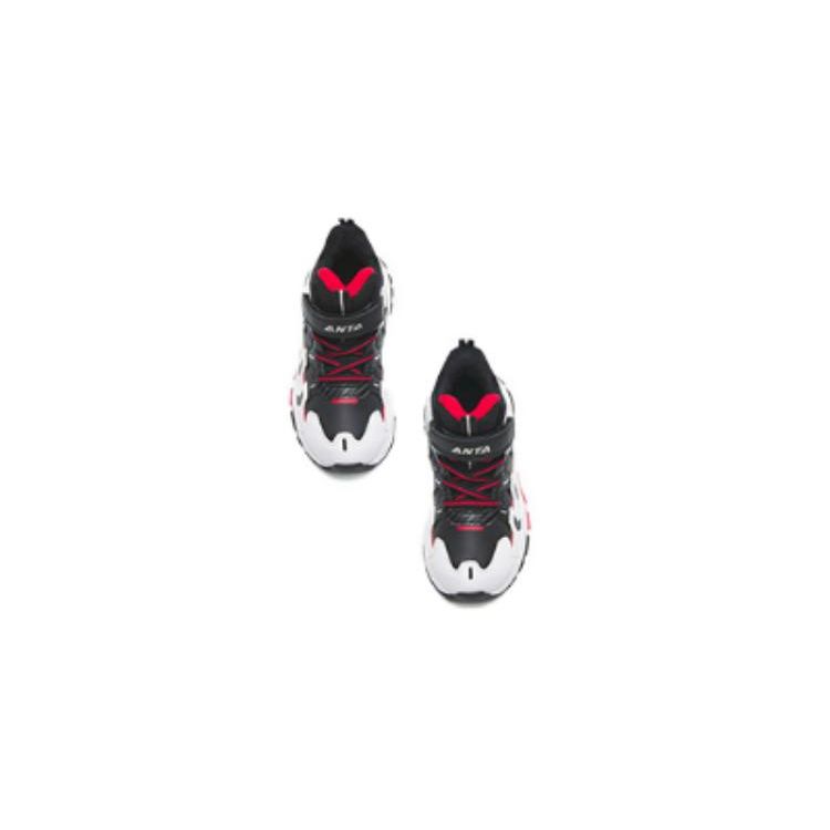 Anta Kids Velcro Non-Slip High-Top Running Shoes Kids sneakers Black White 312249993-2