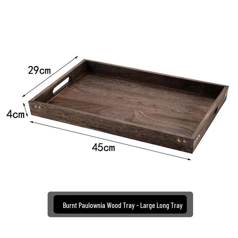 ZISIZ Paulownia Wood Charcoal Serving Trays