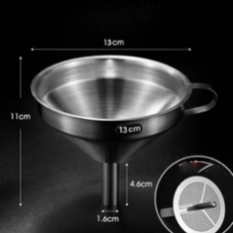 Stainless Steel Oil Funnel With Fine Filter For Kitchen And Home Use