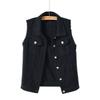 Gilet di Jeans Basic da Donna con Design Strappato Primavera Estate Slim Fit Top Casual