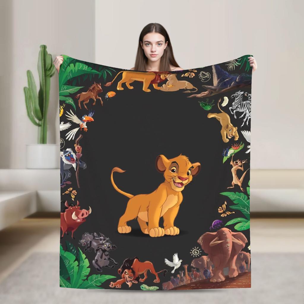 Warm BlanketGirls Boys Decorative Simba Lion King Throw Blanket  Flannel Bedspread Chair Sofa Bed Street Trend Sofa Bed Cover
