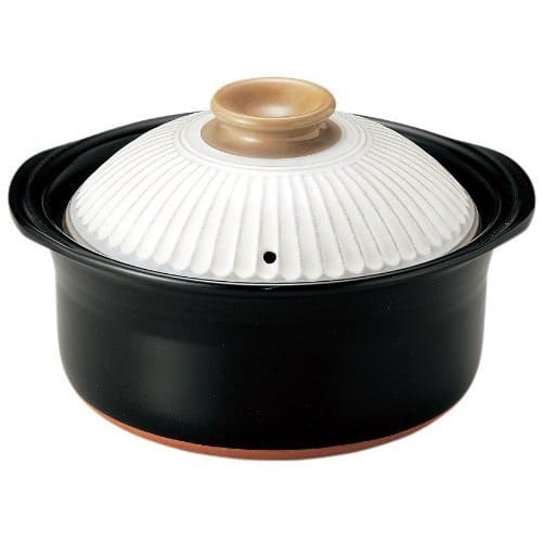 Banko Ware Ginpo Pottery Chrysanthemum Design Rice Pot (Konhiki, 5-cup Capacity)