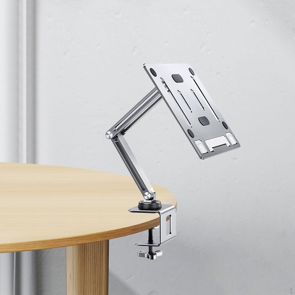 Laptop Tablet Holder Desk Mount Adjustable Arm with C Clamp Simple Installation for Studying Cooking