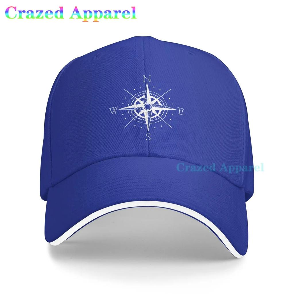 Compass North South East West Sailing Unisex Baseball Cap Denim Fabric Hat Adjustable Snapback Outdoor Sports Cap