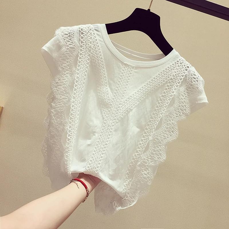 Women Summer Tops Crochet Lace Tees Sexy Vintage Sleeveless Vest Tank T Shirts Loose Blouse Casual Tees