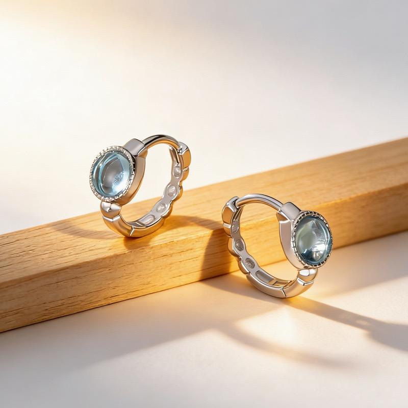 925 Sterling Silver Earrings For Women Trendy Geometric Blue Stone Earring Jewelry Prevent Allergy Party Gift Accessories