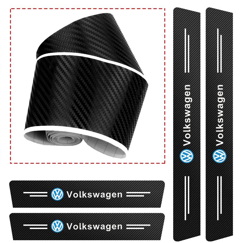 OPQ1 1/4/5Pcs Car Door Sill Scuff Plate Decor Carbon Fiber Stickers For Volkswagen VW Golf T5 Phaeton GTI Touran GTD CC Touareg ID3 R