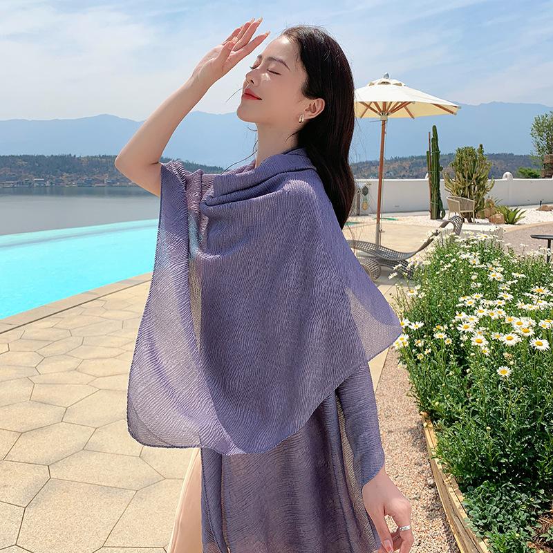 New Cotton Linen Elegant Solid Women Silk Scarf Beach Wrap Shawl Lady Musulman Femme Hijab Bandana Mujer Vacation Scarve Pareo