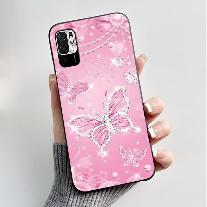 Luxury Fashion Butterfly Flower Case For Redmi Note 10 10T JE Phone Case For Xiaomi Redmi Note10T JE Soft Silicone Cover Casing