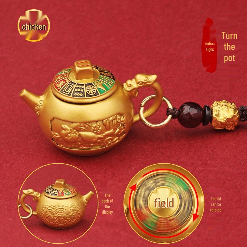 2025 Zodiac Animal Kettle Handle Keychain - Exquisite New Year Pendant Gift for Men