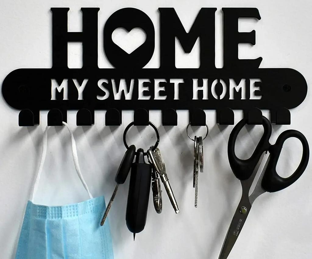 Black Metal Wall-Mounted Key Holder Hooks – Artistic Iron Coat Rack for Entryway, Kitchen, and Home Décor