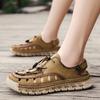 Men Sandals New Elastic Band Leather Hollow Breathable Comfortable Lightweight Summer Outdoor Beach Walking Sandals for Teen