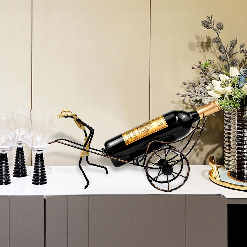 Human Rickshaw Vintage Metal Wine Rack Nostalgic Wine Bottle Rack Wine Bottle Storage Rack Creative for Cabinet Pantry