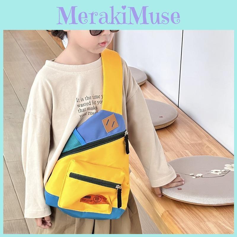 Fashion Children Shoulder Bag With Color Block Design For Casual Outings School