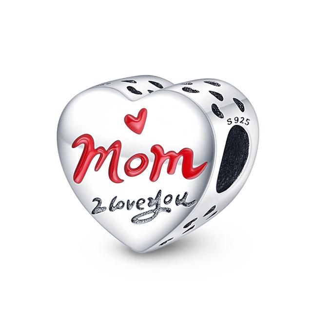 New 925 Sterling Silver Red Color Series Heart Shape Charms Beads Lucky Jewelry Gifts