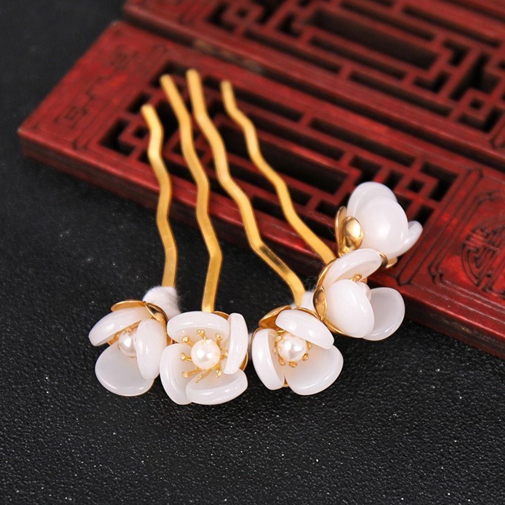 Hair Cheongsam Pearl Hanfu Headwear Hair Accessories Hair Fork Flowers Hair Stick U Shaped Hairpin