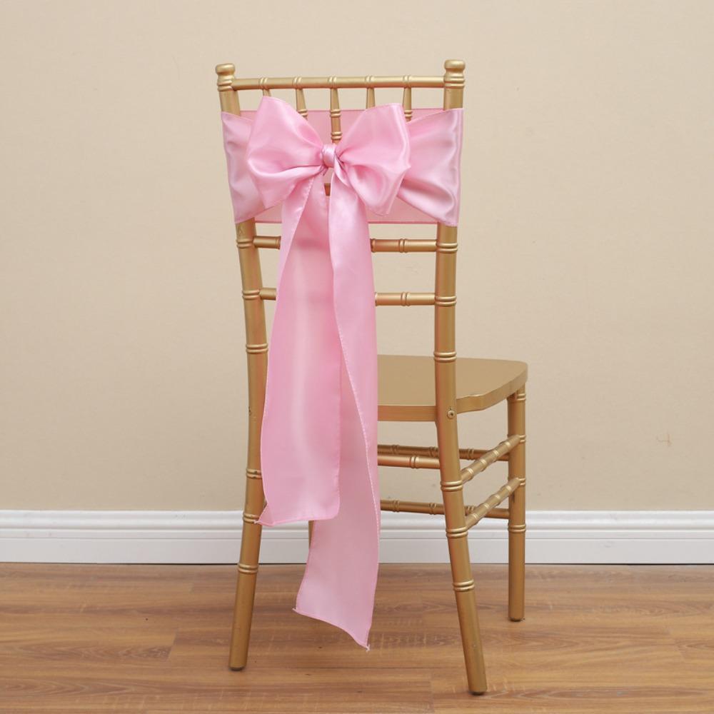 5pcs Vintage Bow Chair Cover 275cm Chair Back Ribbon Satin Wedding Chair Sashes  Baby Shower