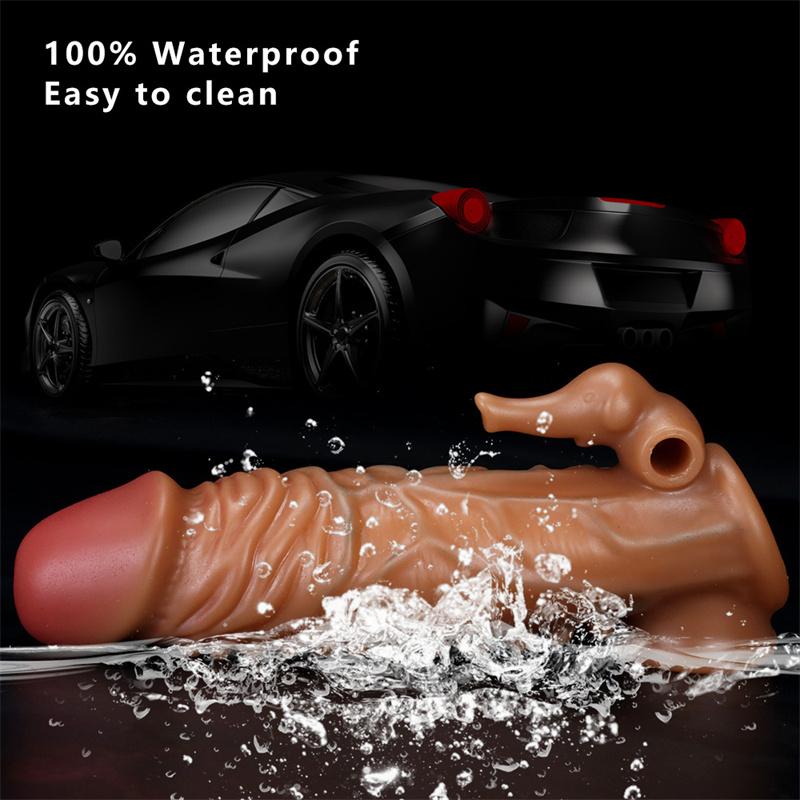 Spike Sleeve Male Penis Sleeve Lengthened and Enlarged Hollow and Thick Glans Cap Fun To Extend Silicone Long-lasting Penis Sleeve