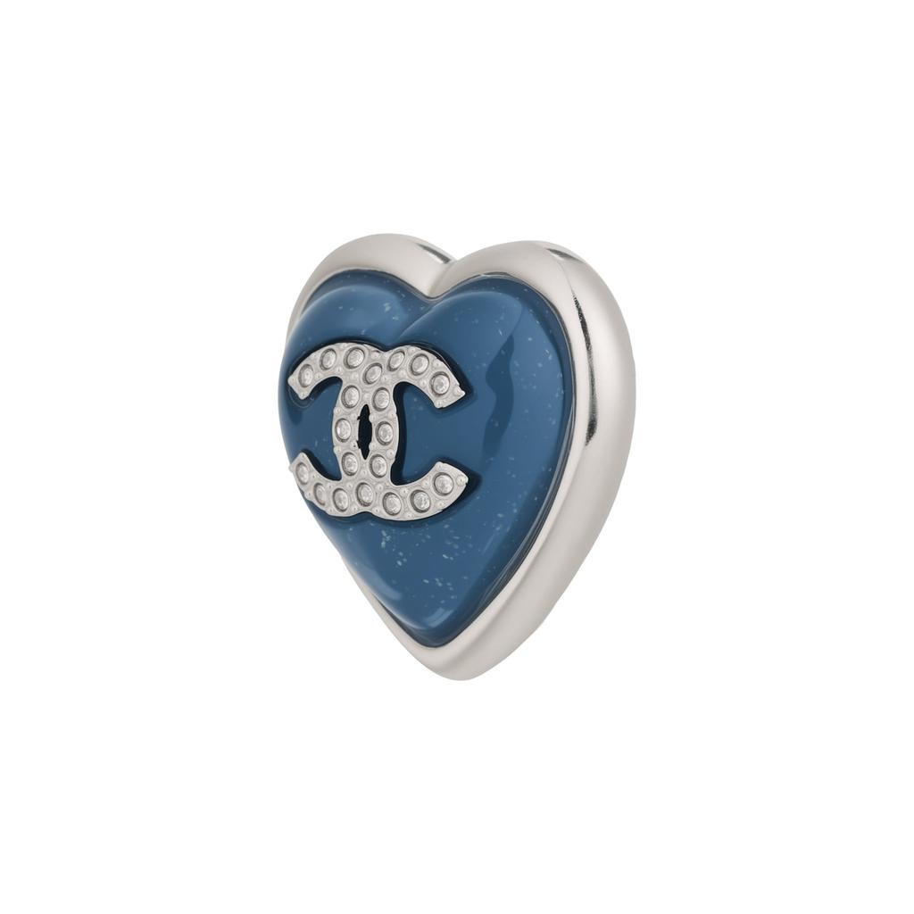CHANEL Stud Earrings Unisex Blue AB-25P-100