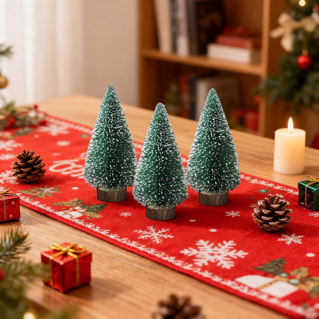 Juldekorationer, nålar, julgranar, små hushållsbordsdekorationer.