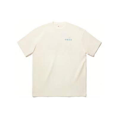 Li Ning Star Letter Gola Redonda Confortável Versátil Solta Manga Curta Camiseta Masculina Off-White AHSU261-2