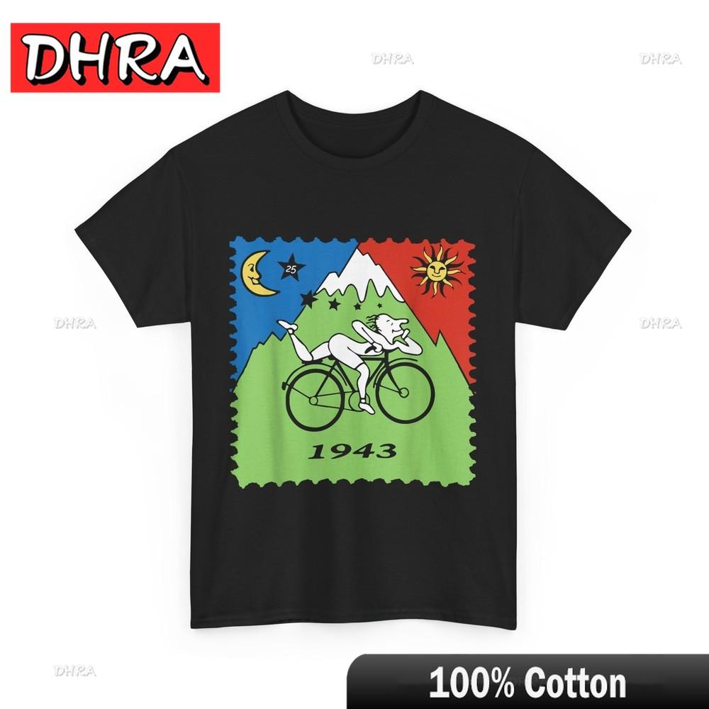 Bicycle Day 1943 T-Shirt Trippy Ride Unisex Heavy Cotton Tee Tshirts Stylish Minimalist Unisex Retro Shirt Streetwear Trippy