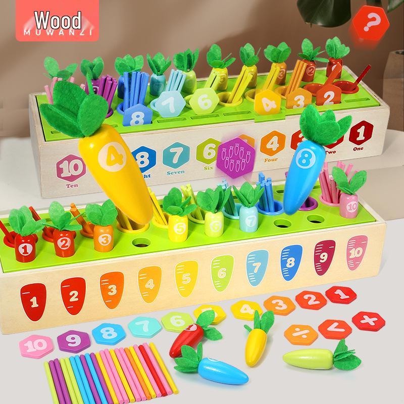 

Wooden Carrot Counting Sticks: Montessori Educational Toy for Ages 1-6