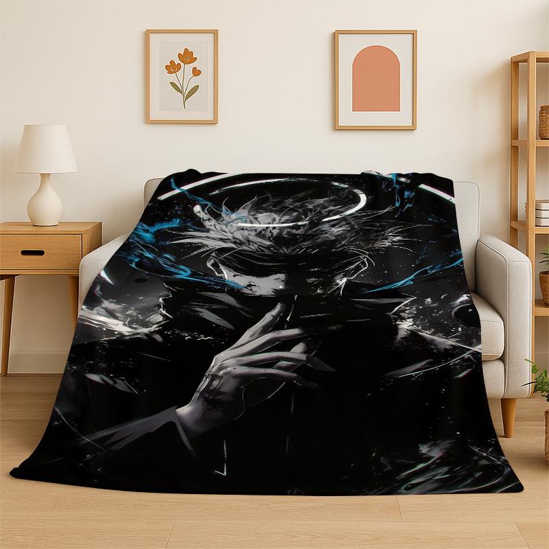 Cartoon Jujutsu Kaisen Anime Itadori Yuj Flannel Blanket Soft Warm Throw Blanket For Bedroom Living Room Bed Travel Picnic Kid