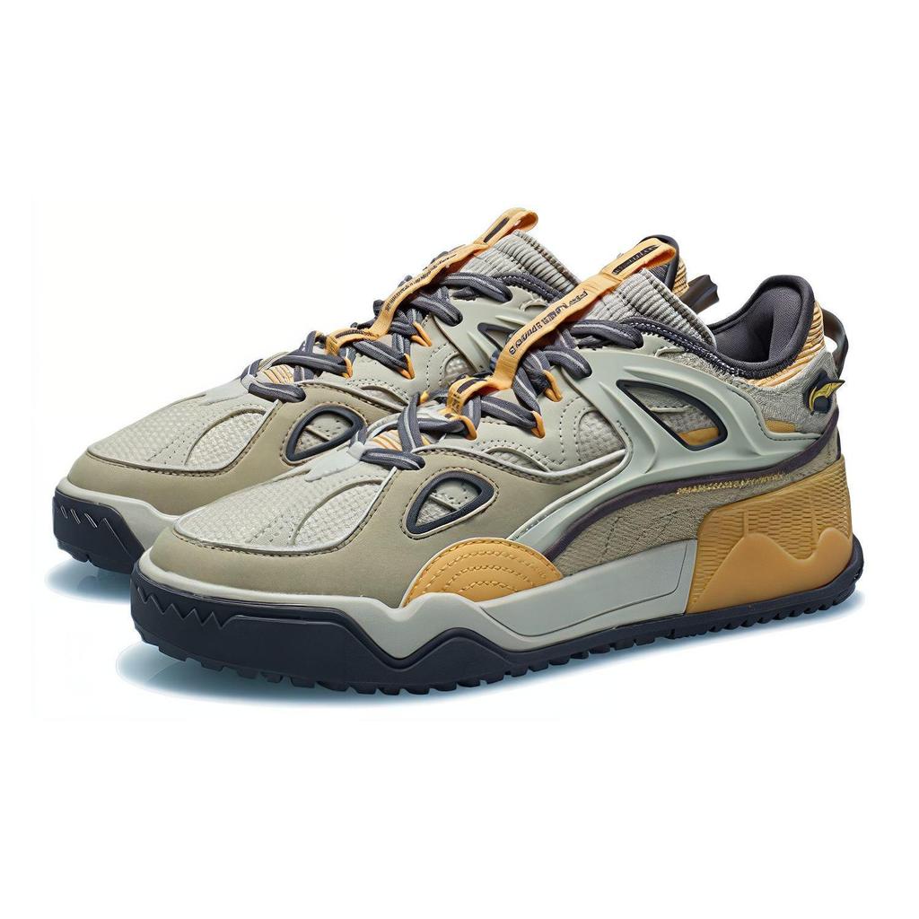 Li Ning CF FlashStar Comfortable Slip Resistant Cushioning Low Top Skateboard Shoes Men's Yellow Gray AGCR289-4