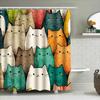 Adorable Cat Shower Curtain Multi-Colored Cartoon Cats Bathing Room Decor Waterproof Fabric 3D Printing Shower Curtains For Home