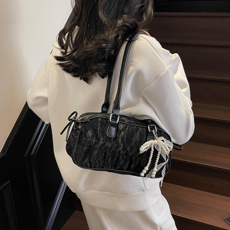 Bag Women's Underarm Commuter Bag 2025 Spring New Niche Folded Portable Bowling Bag Versatile Shoulder Bag