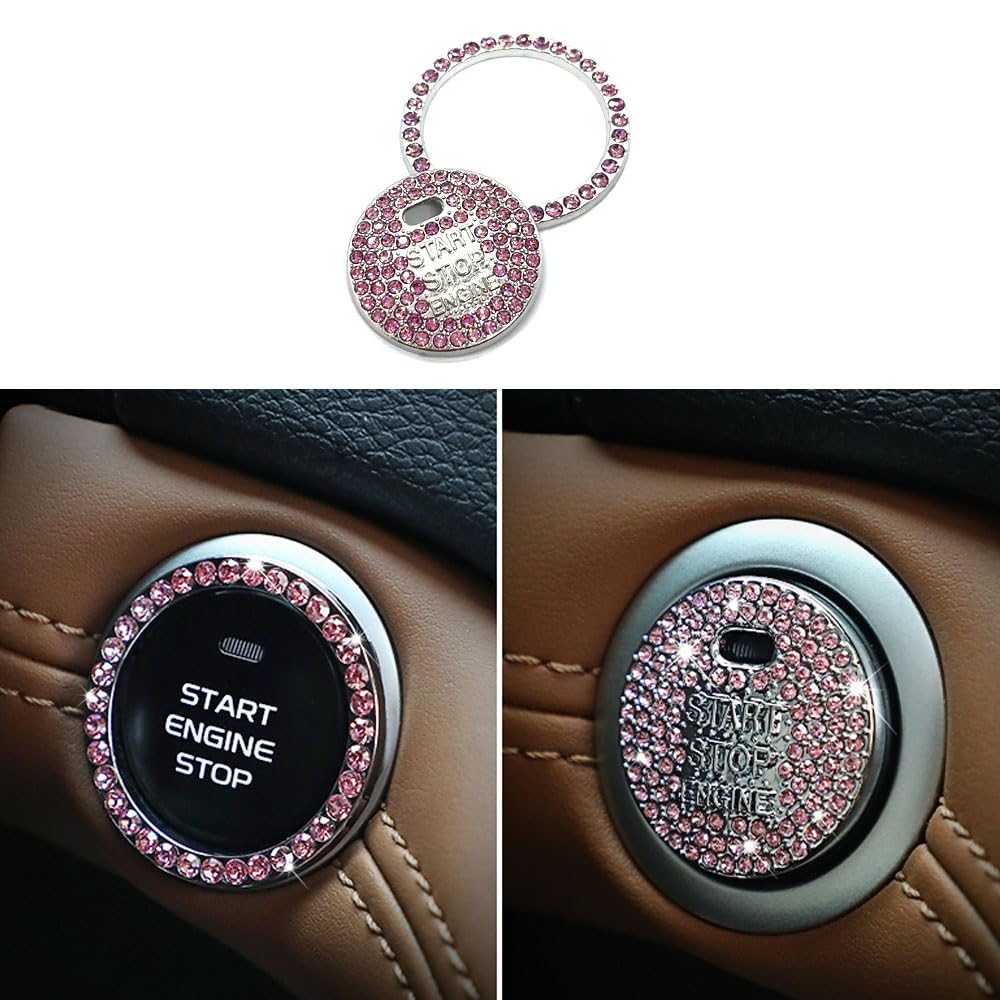 Yandong Car Engine Start Button Ring Universal Rhinestone Button Cover