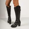 Round head soft sole inner thin national trend knight boots high top high tube V but knee boots boots thick sole