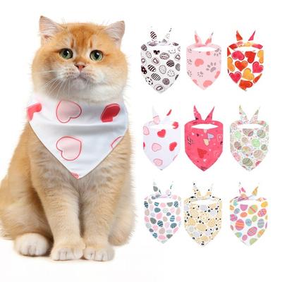 Festival Cat Bandana Easter Eggs Love Hearts Patterns Triangle Scarf Holiday Dog Bandana Bib for Easter Valentine's Day Party Wedding