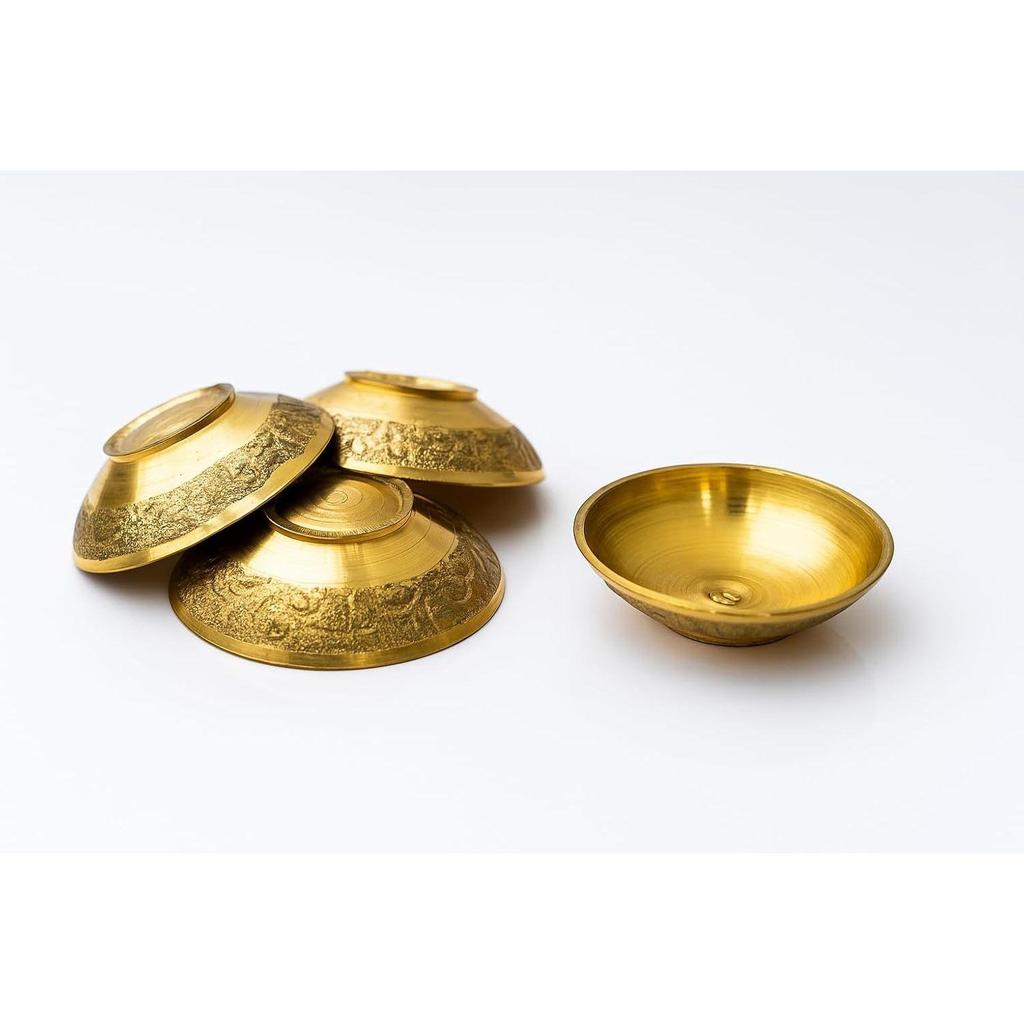 Decorative Pure Brass Katori for Pooja, Festivals, Prasad & Desert | Small Multipurpose Prasadam Bowls for Pooja