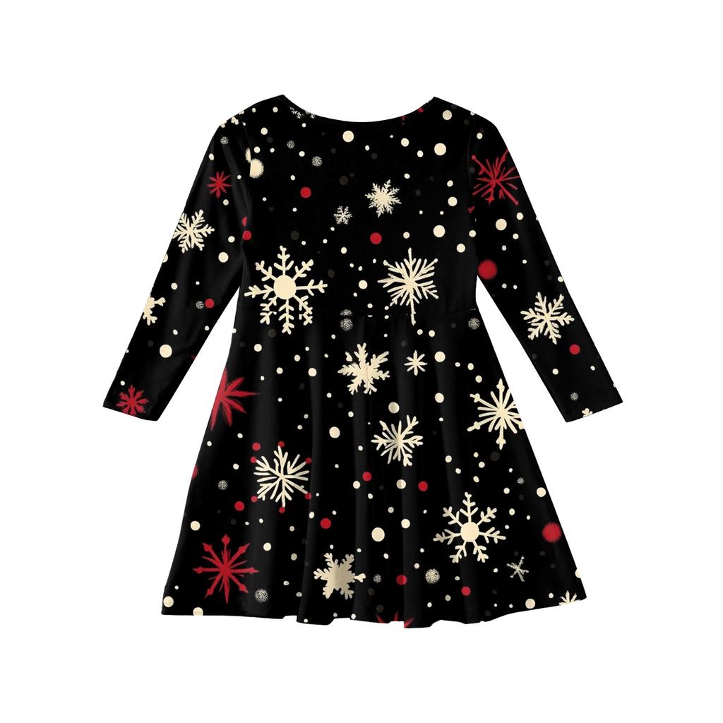 Girls' Princess Dress - Long Sleeve A-Line T-Shirt Dress Christmas Day