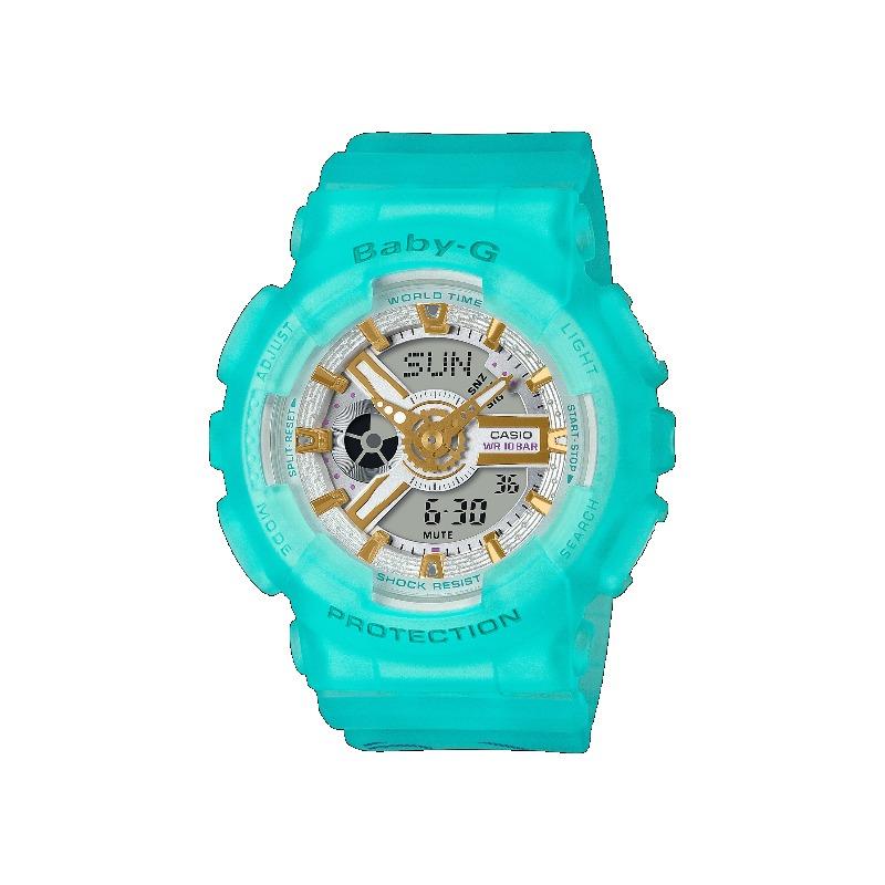 Casio Men s Resin 100M Water Resistant Analog Shock Resistant Quartz Watch BA-110SC-2APRB синий