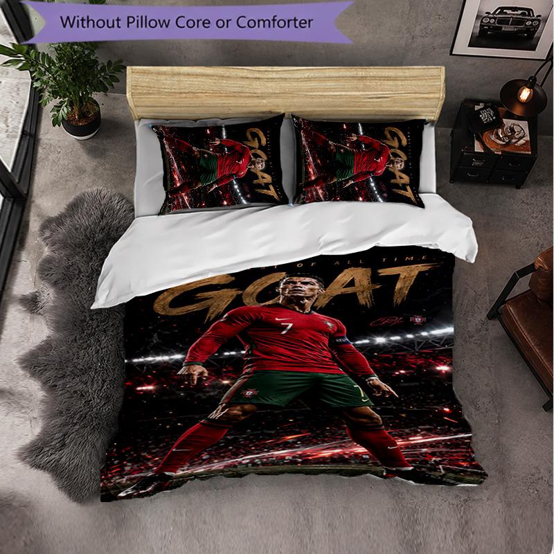 Biancheria da Letto a Tema Cristiano Ronaldo Set 3 Pezzi Copripiumino Biancheria da Letto Decorativa per Stanza Adolescenti Decorazione Casa