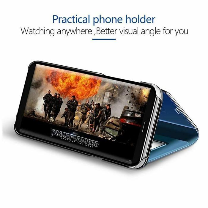 For Samsung Galaxy S8 S9 S10 E Lite S20 S21 S22 Plus S20fe S21fe Smart View Mirror Flip Lærveske For Note 5 8 9 10 20 Ultra