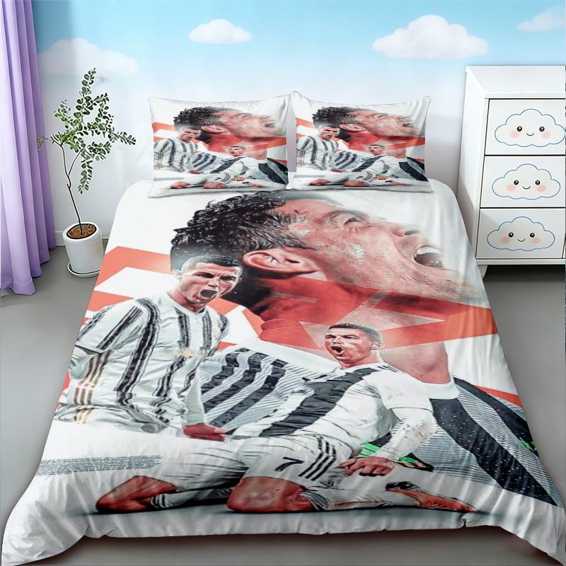 Cristiano Ronaldo Duvet Cover Football Theme Bedding Set for Comfortable and Breathable Bedroom Decor Fan Best Gifts